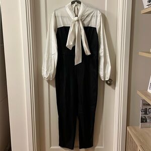 Edgy Leather Jumpsuit with White Shirt Integrated